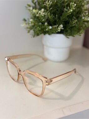 Fifth & Ninth Clear Tan Square Blue Light Glasses Computer Eyewear